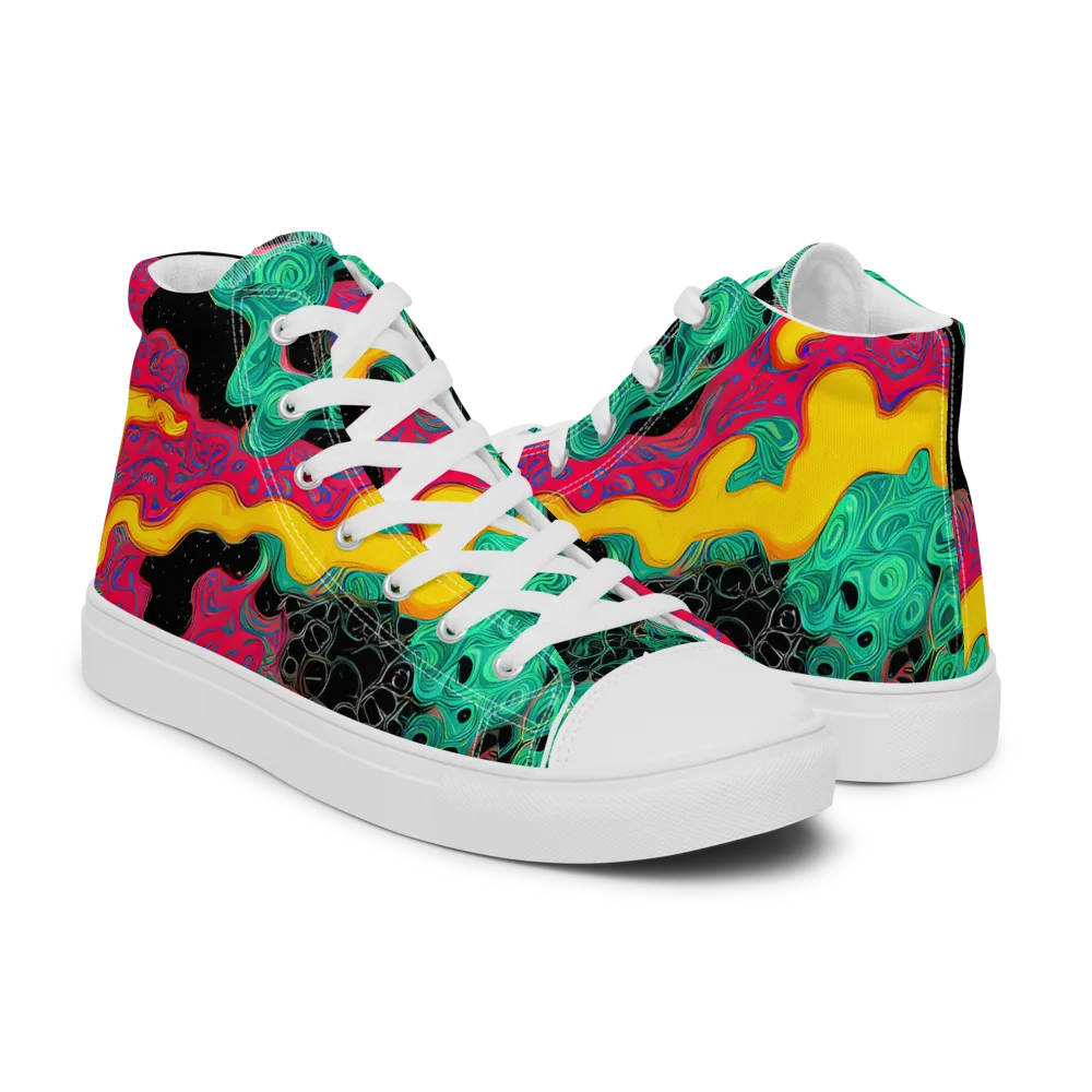 Electric Malachite on Men's High Top Canvas Shoes — Right