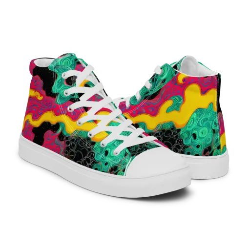 Electric Malachite on a Men's High Top Canvas Shoes