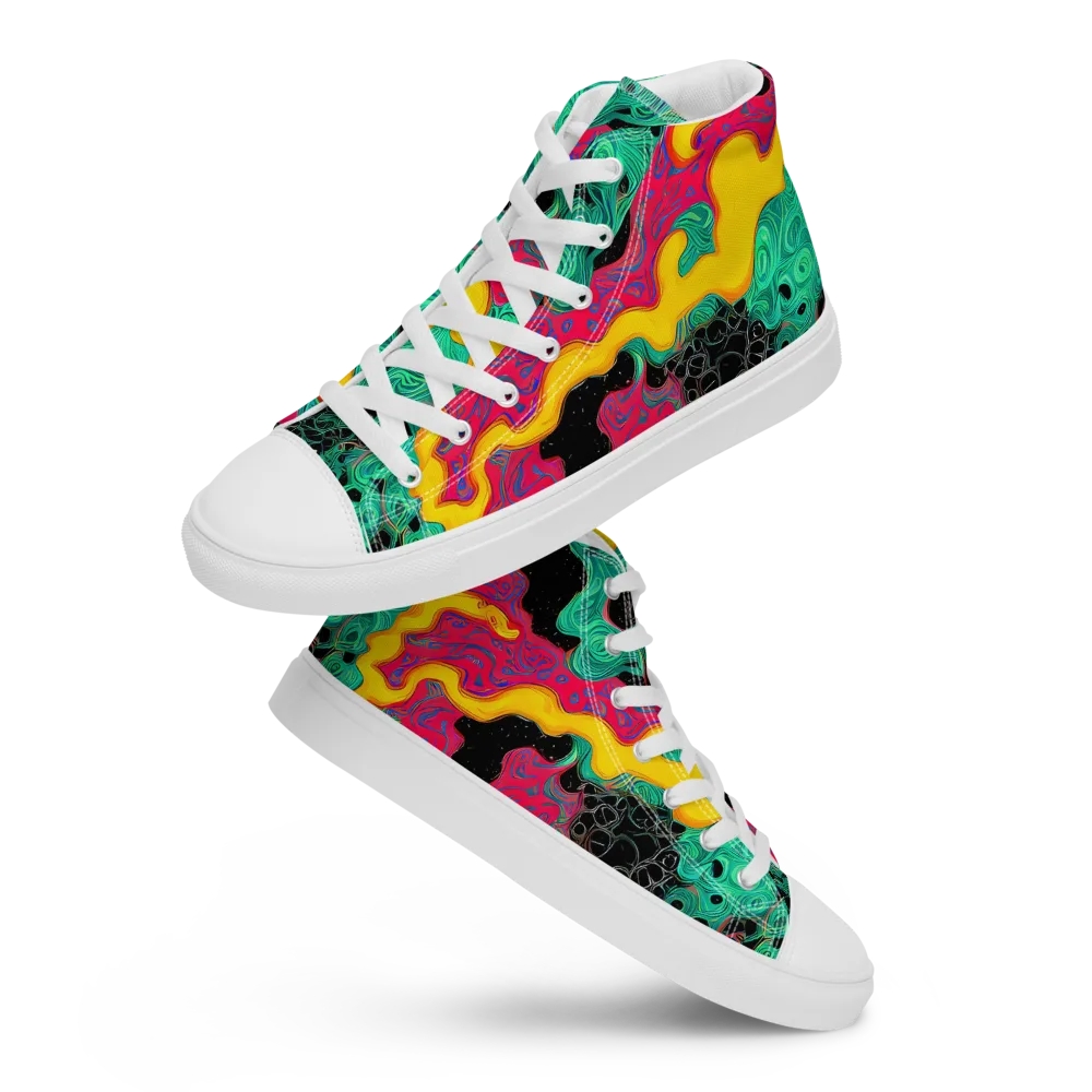 Electric Malachite on Men's High Top Canvas Shoes — Front