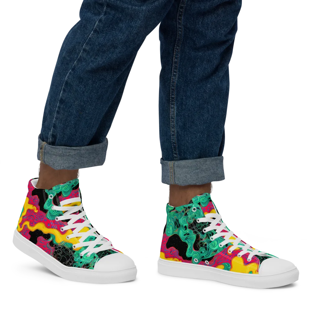 Electric Malachite on Men's High Top Canvas Shoes — Right