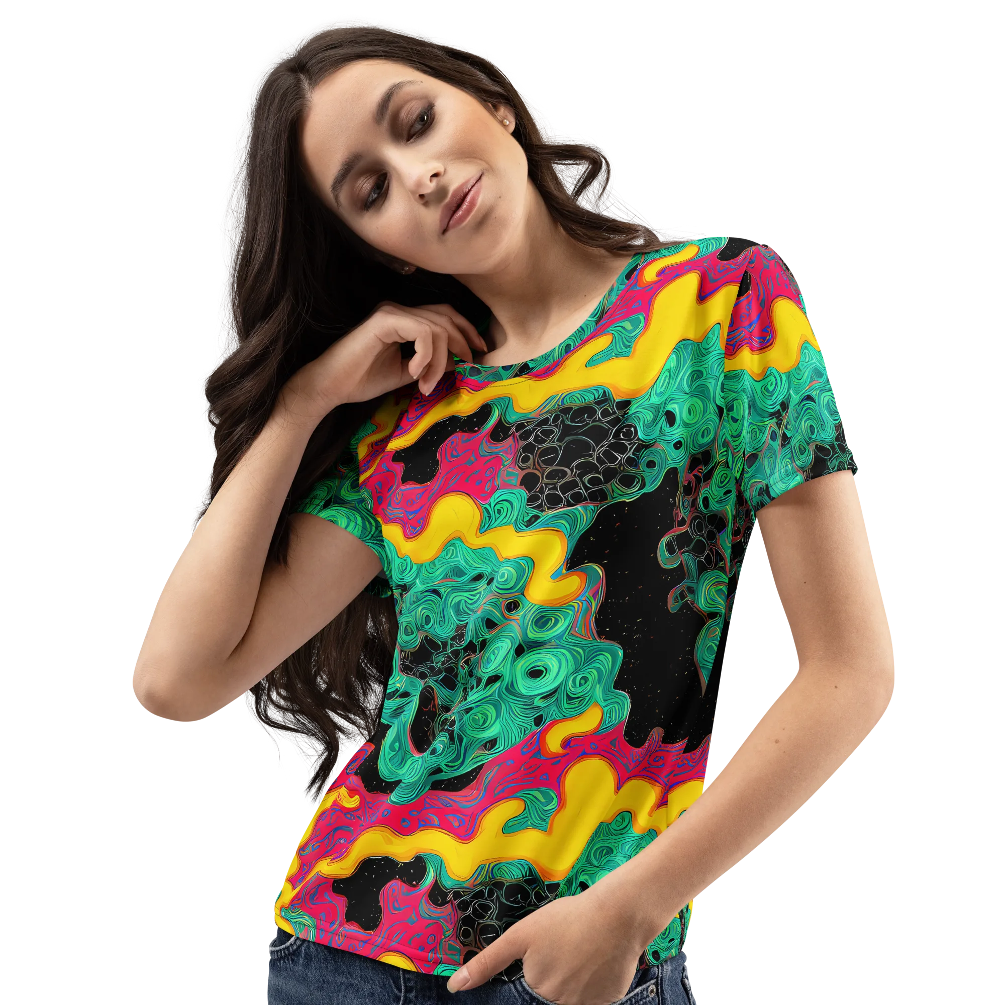 Electric Malachite on Women's Crew Neck T-Shirt — Left Front