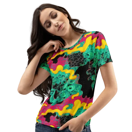 Electric Malachite on a Women's Crew Neck T-Shirt