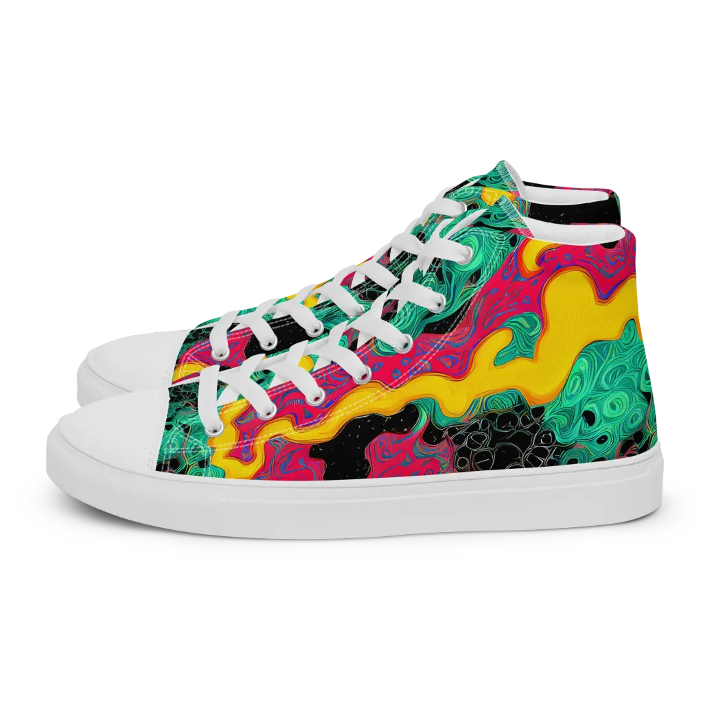 Electric Malachite on Women's High Top Canvas Shoes — Left