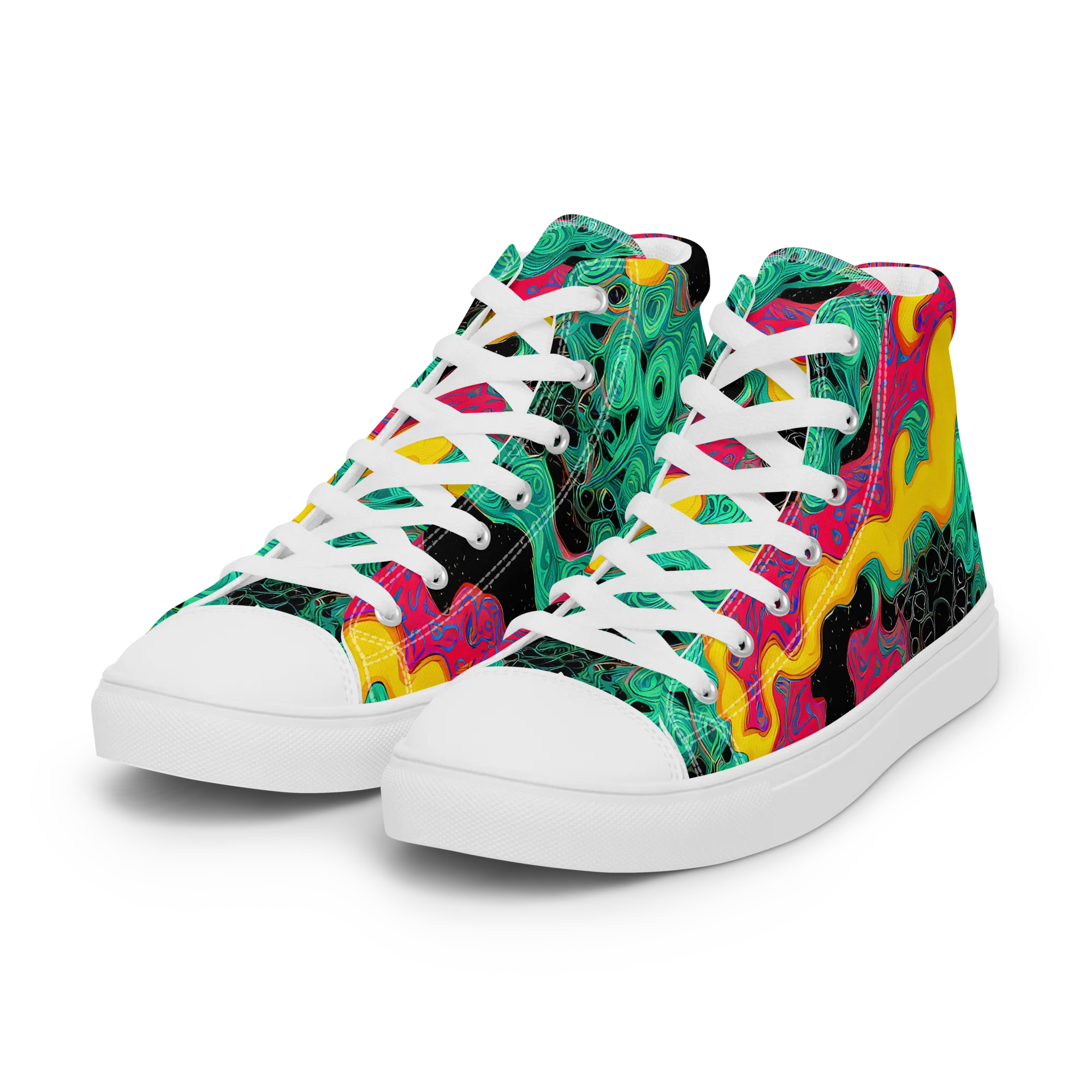 Electric Malachite on Women's High Top Canvas Shoes — Left Front