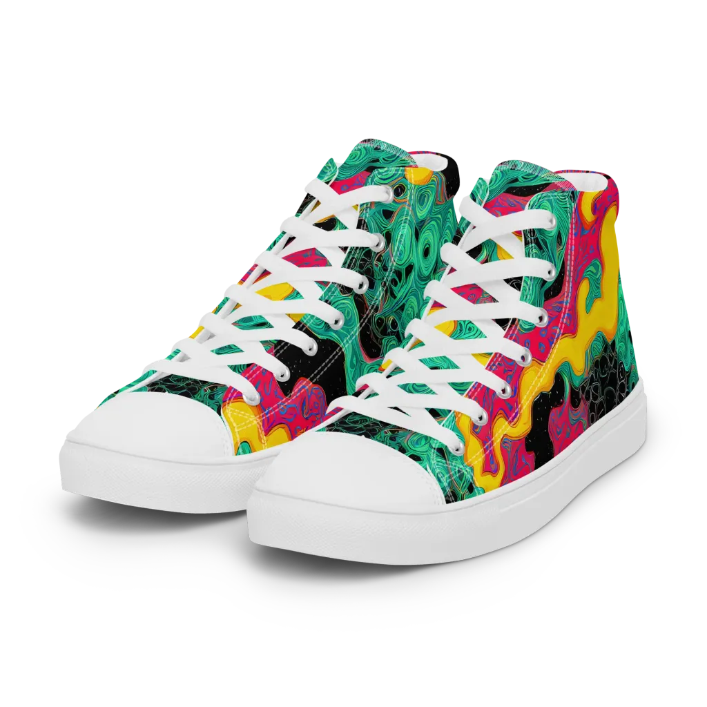 Electric Malachite on Women's High Top Canvas Shoes — Left Front