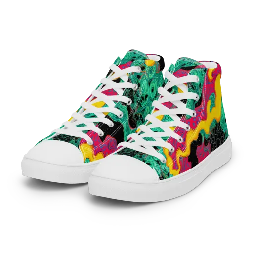Electric Malachite on a Women's High Top Canvas Shoes