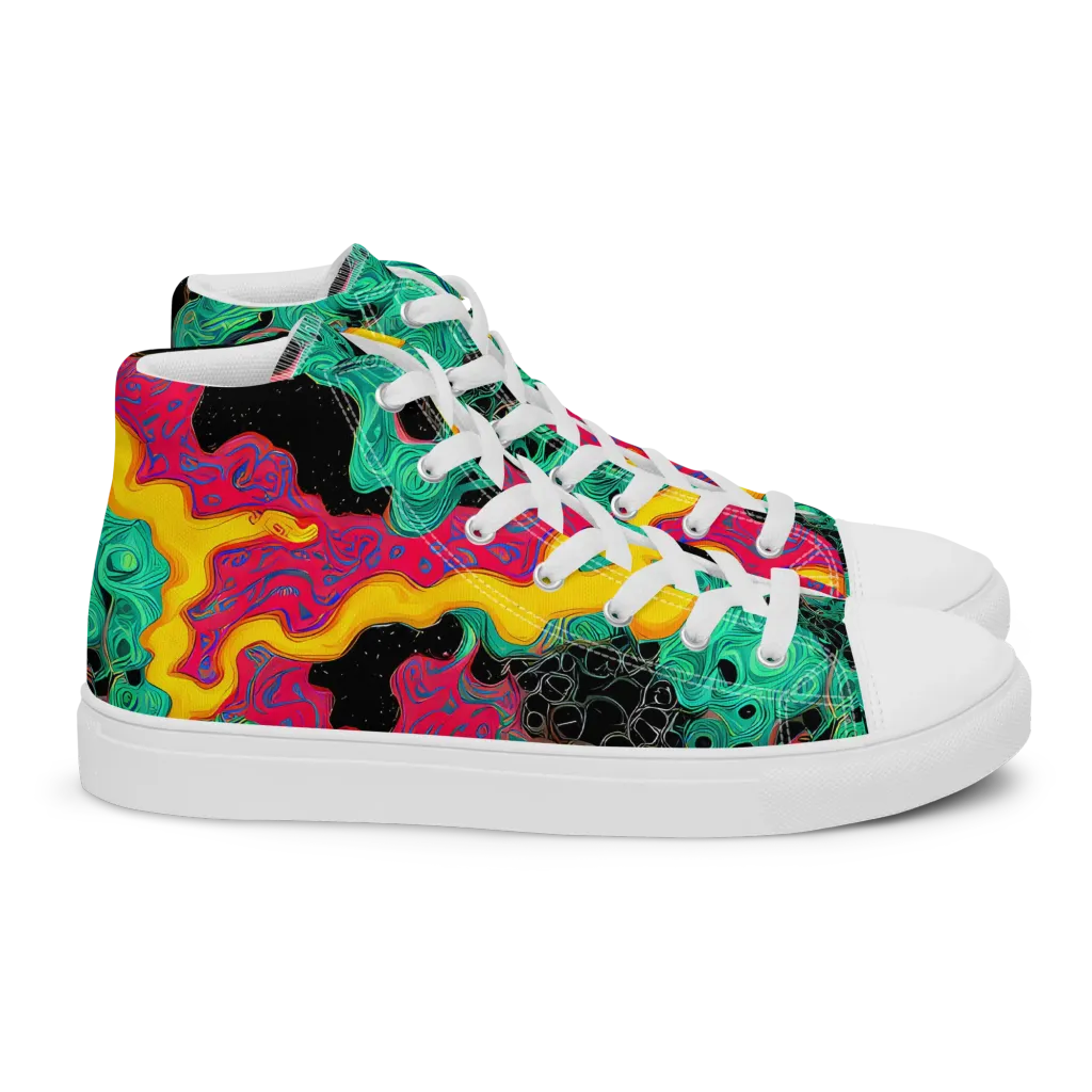 Electric Malachite on Women's High Top Canvas Shoes — Right