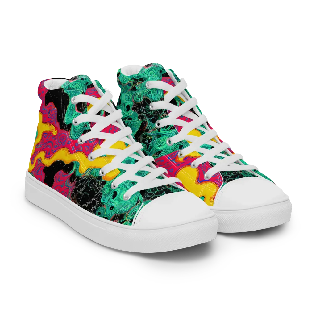 Electric Malachite on Women's High Top Canvas Shoes — Right Front