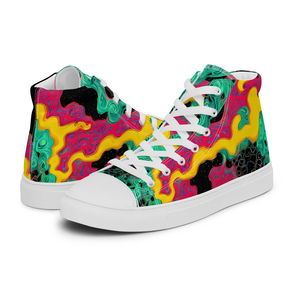 Electric Malachite on Women's High Top Canvas Shoes — Left