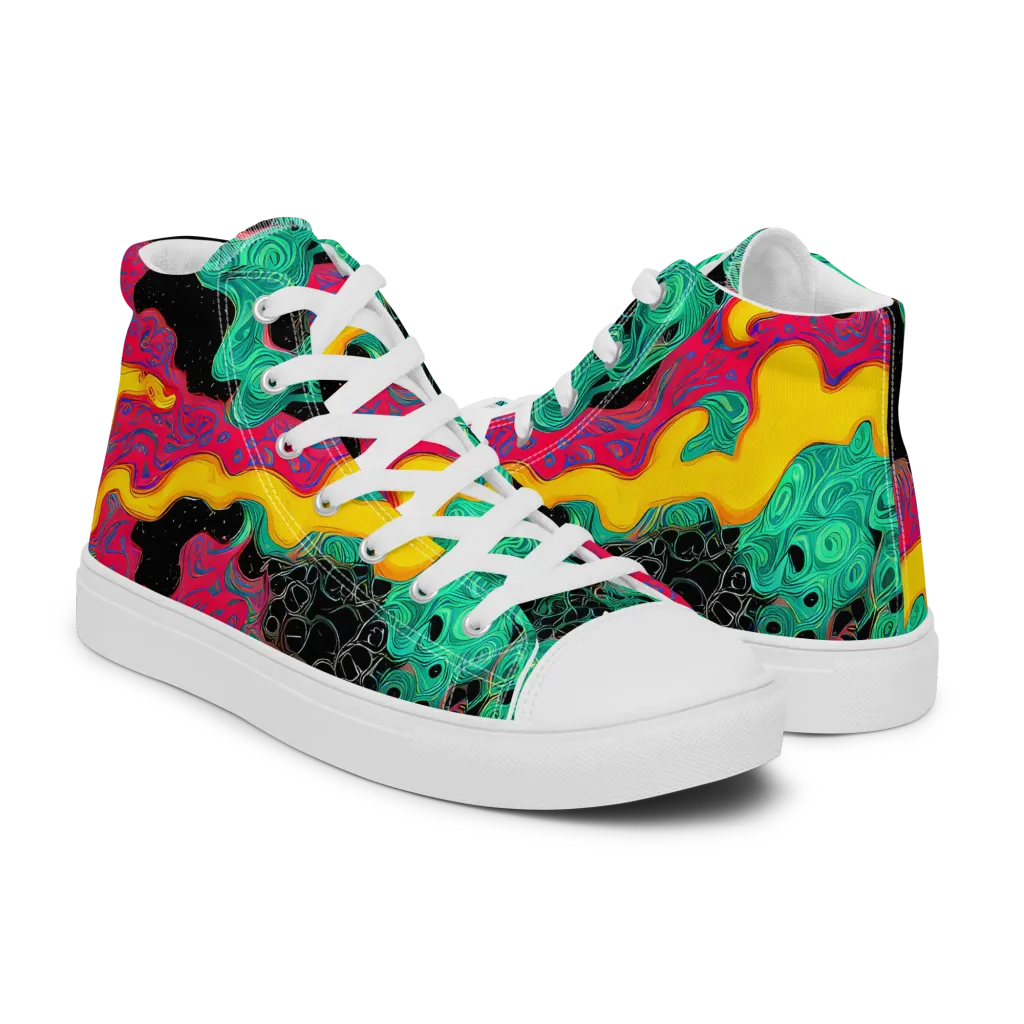 Electric Malachite on Women's High Top Canvas Shoes — Right