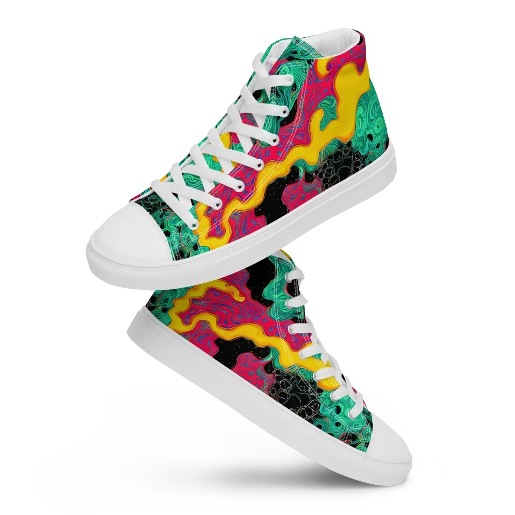 Electric Malachite on Women's High Top Canvas Shoes — Front