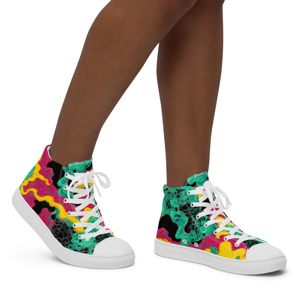 Electric Malachite on Women's High Top Canvas Shoes — Right