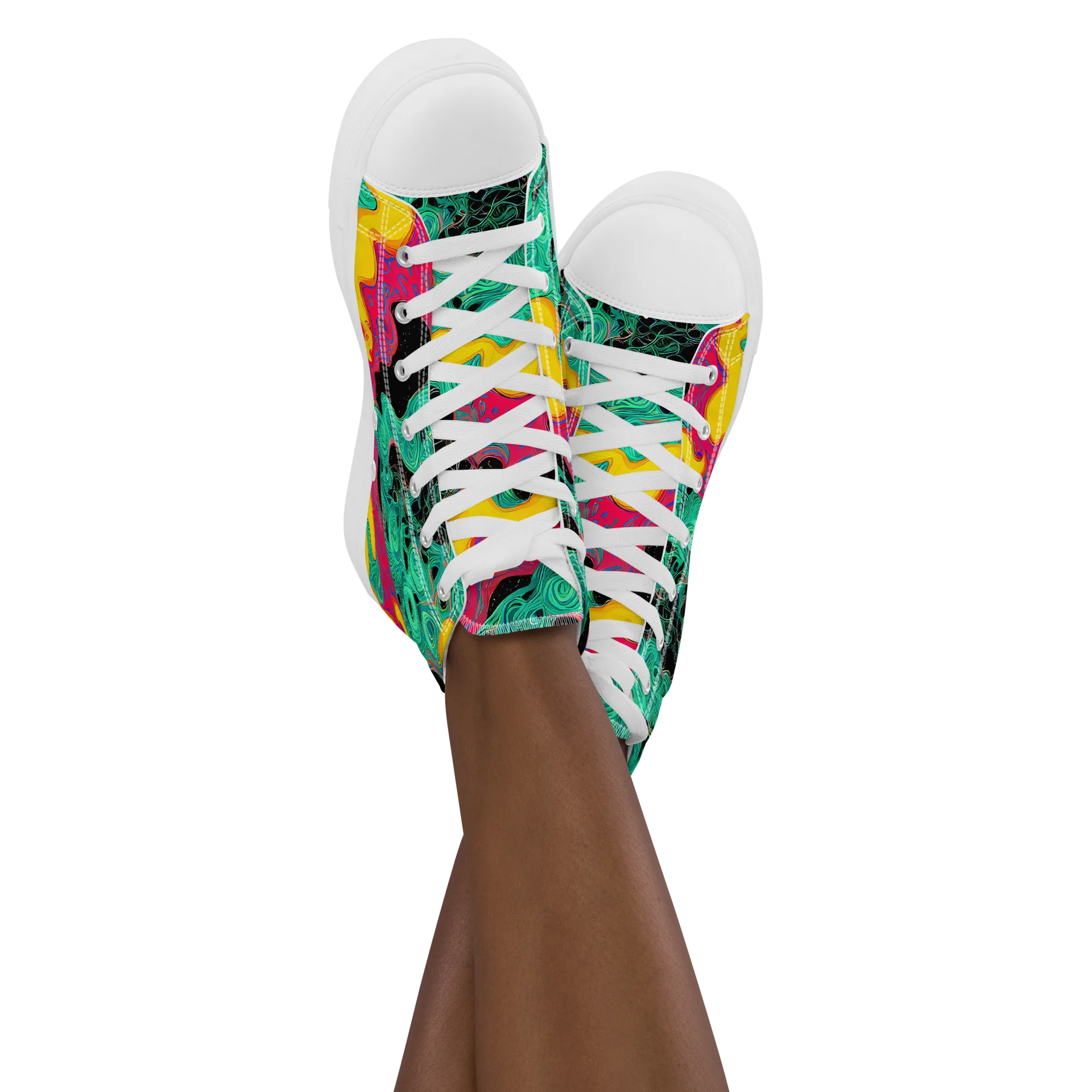 Electric Malachite on Women's High Top Canvas Shoes — Front