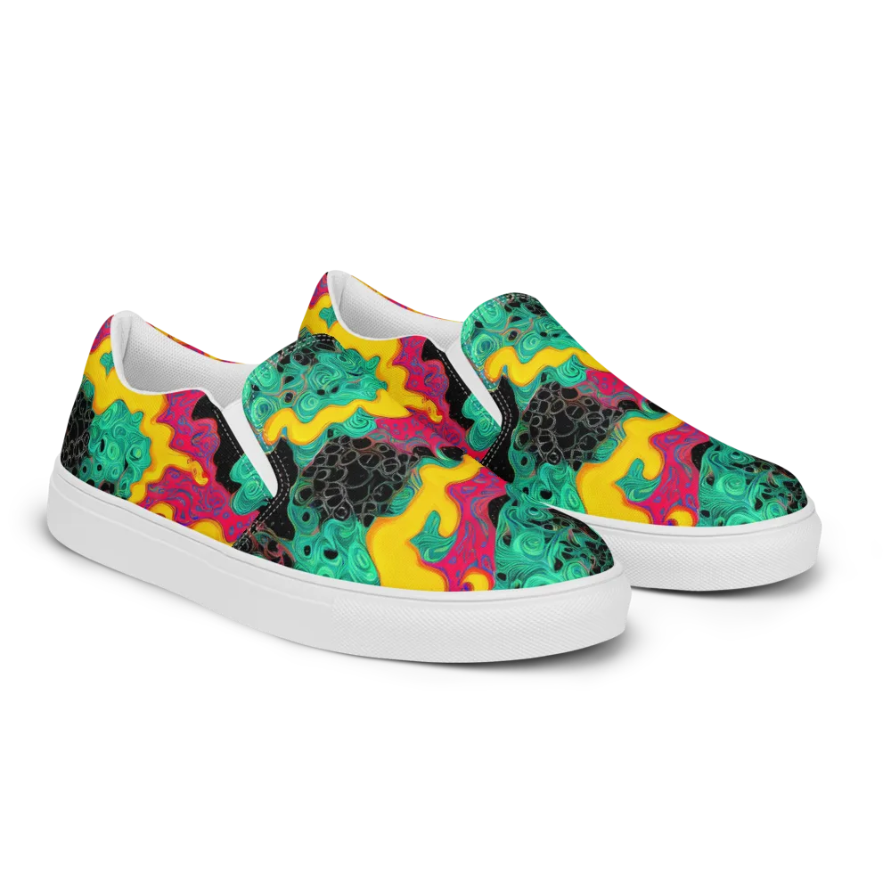 Electric Malachite on Men's Slip-On Canvas Shoes — Right Front