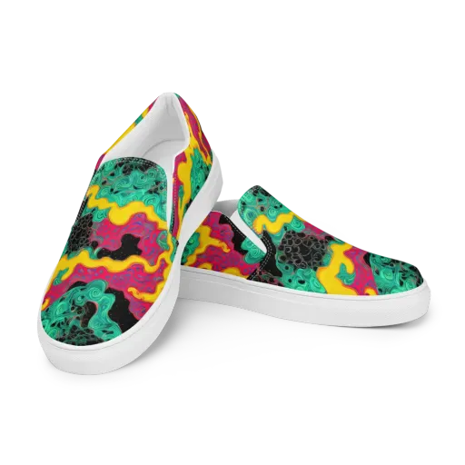 Electric Malachite on a Men's Slip-On Canvas Shoes