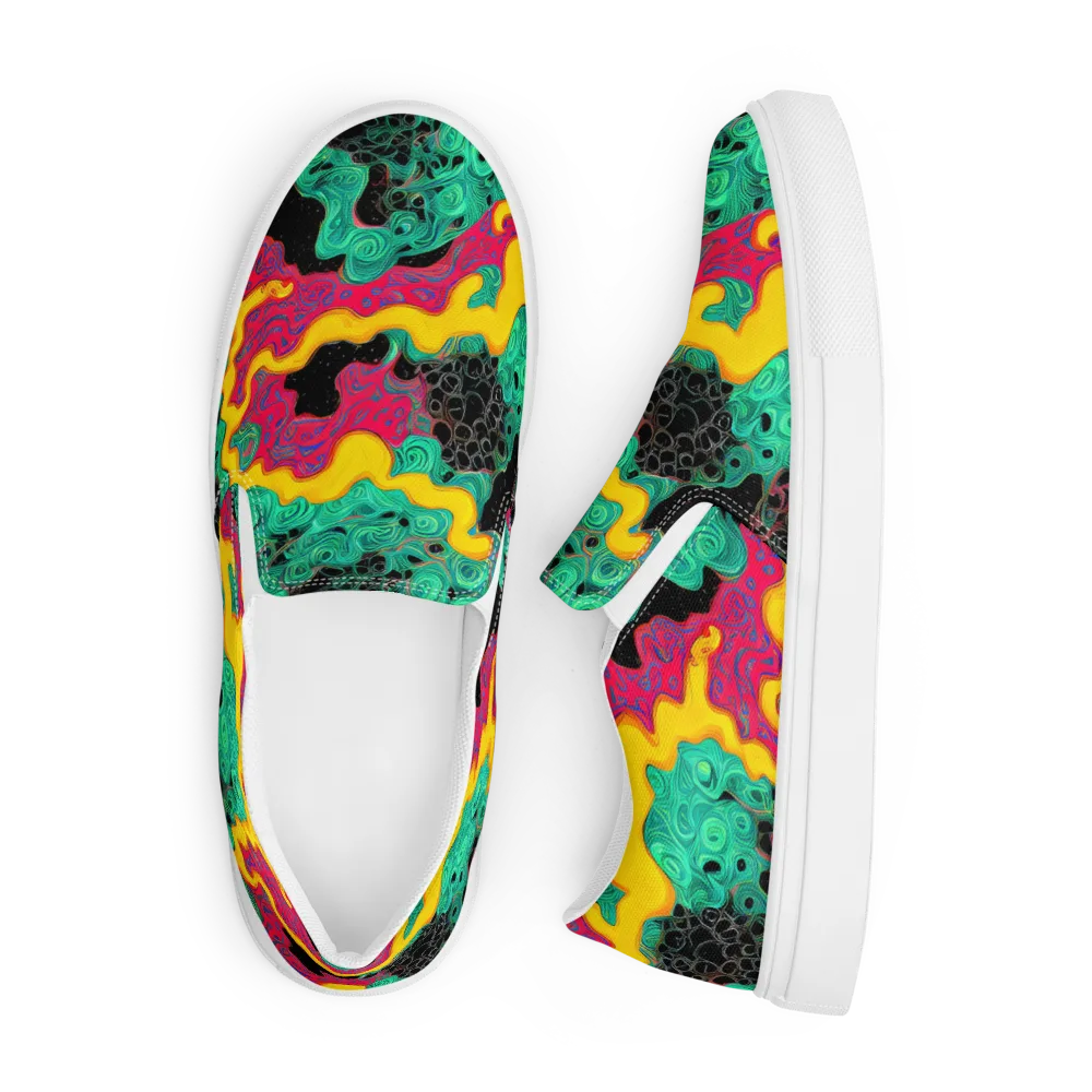 Electric Malachite on Men's Slip-On Canvas Shoes — Front