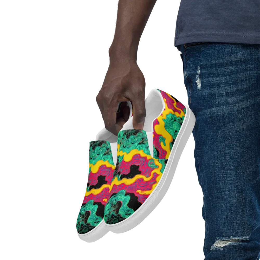 Electric Malachite on Men's Slip-On Canvas Shoes — Left Front