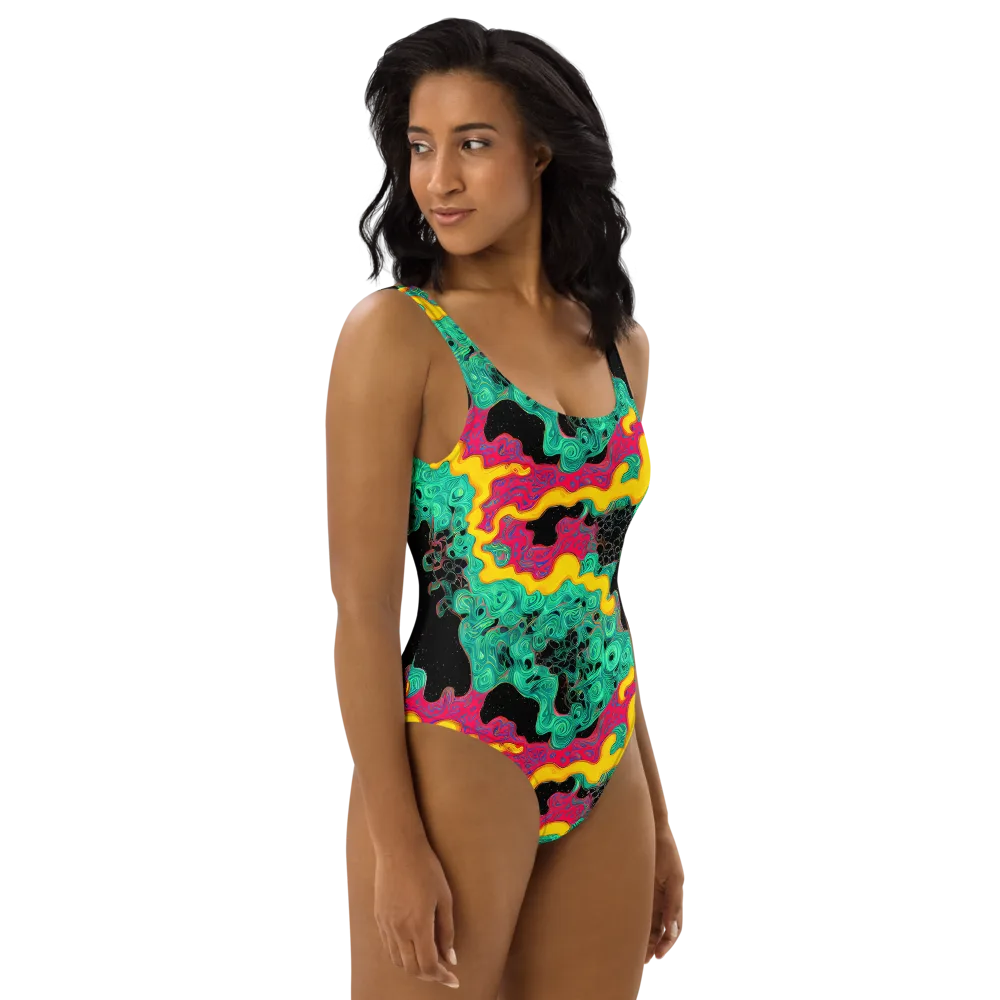 Electric Malachite on One-Piece Swimsuit — Right