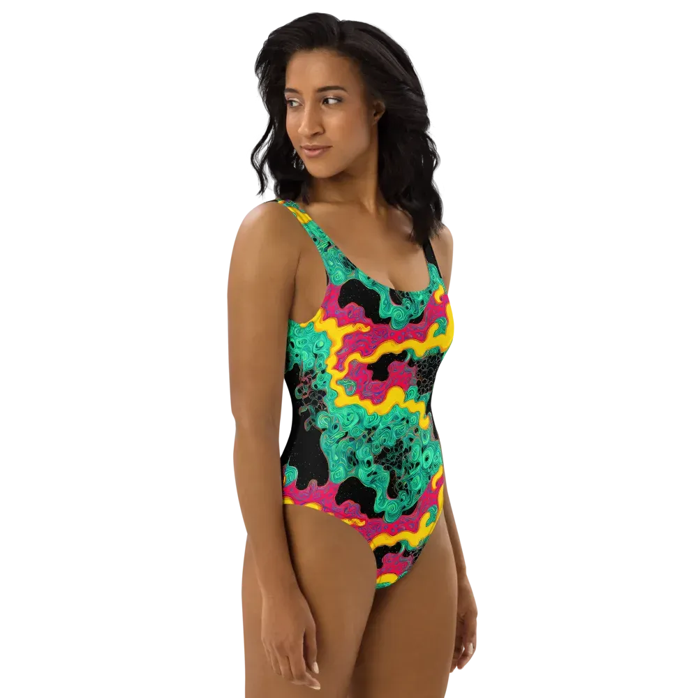 Electric Malachite on One-Piece Swimsuit — Right