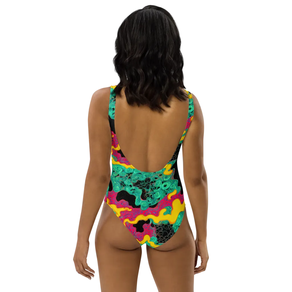 Electric Malachite on One-Piece Swimsuit — Back