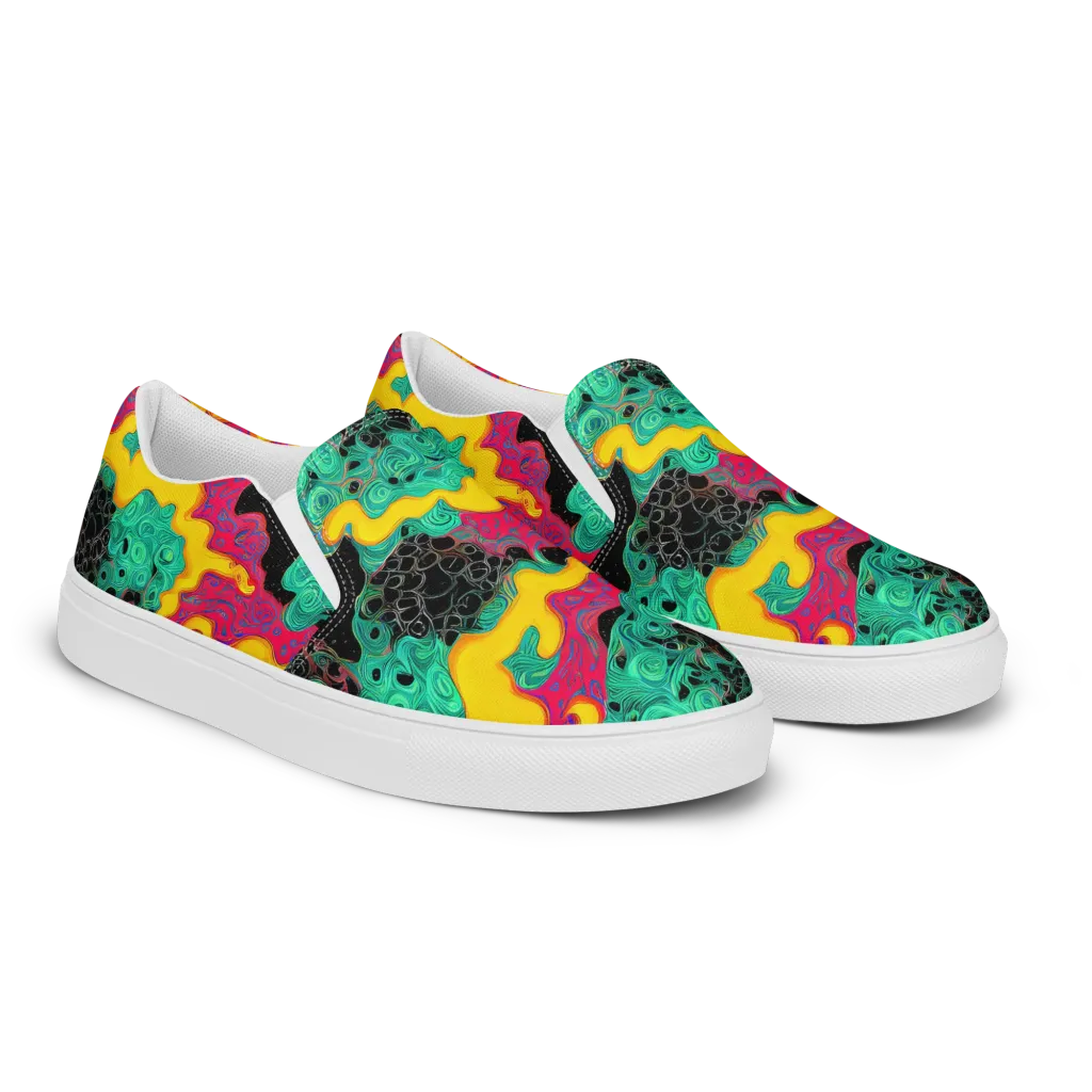 Electric Malachite on Women's Slip-On Canvas Shoes — Right Front