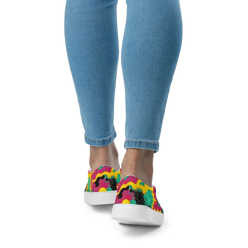 Electric Malachite on Women's Slip-On Canvas Shoes — Back