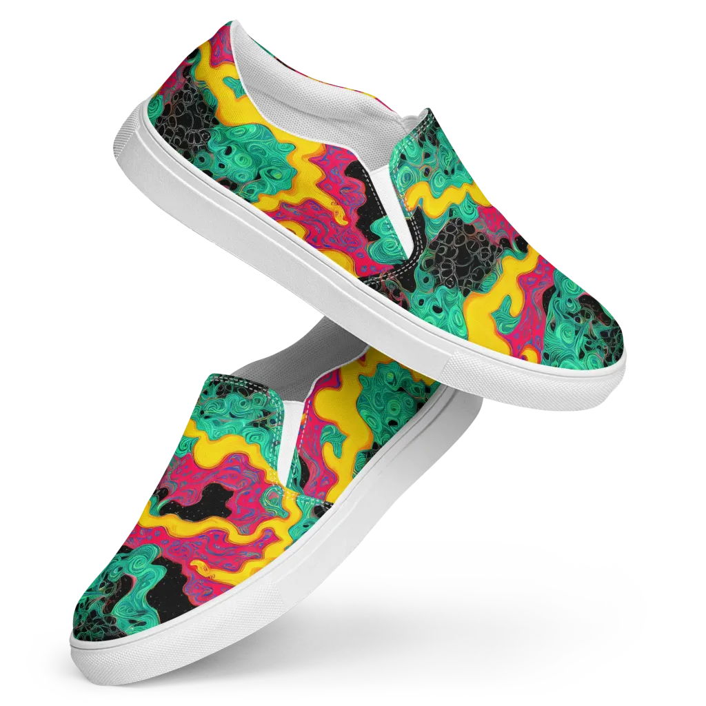 Electric Malachite on Women's Slip-On Canvas Shoes — Front