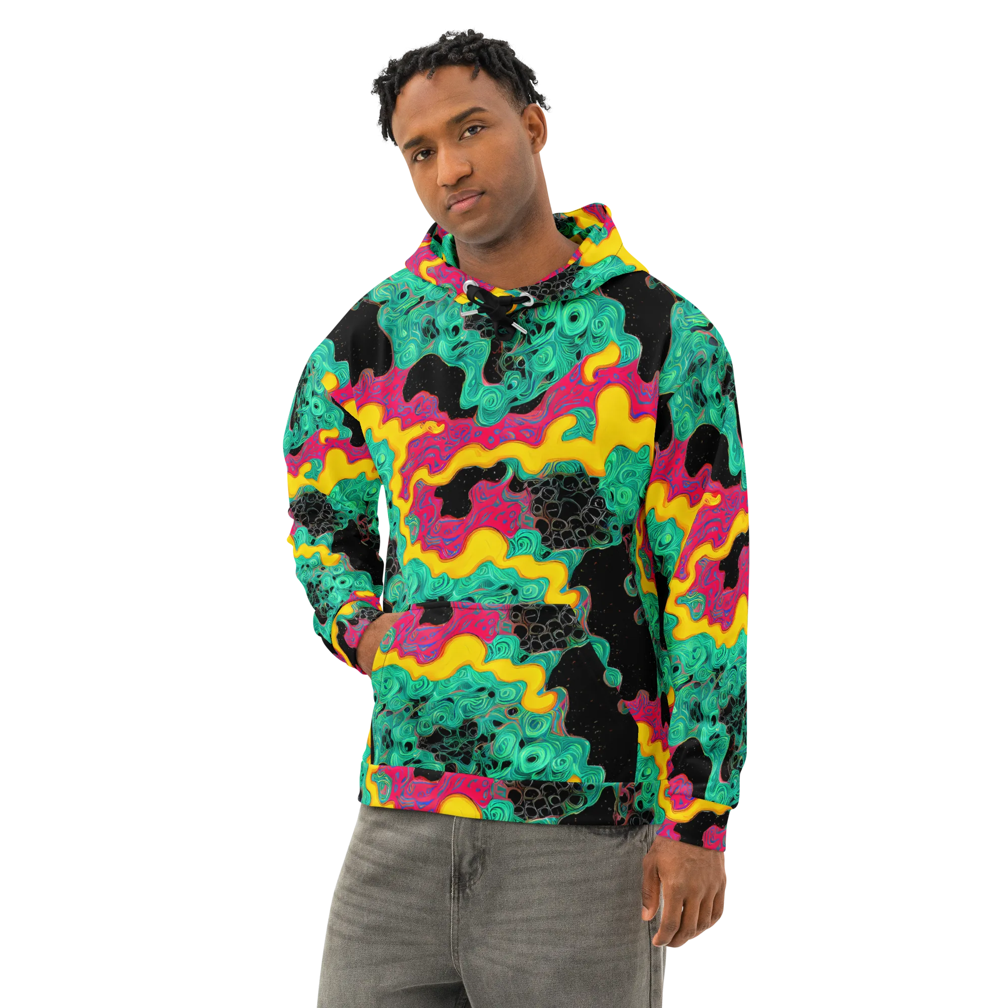 Electric Malachite on Cotton Hoodie — Left Front