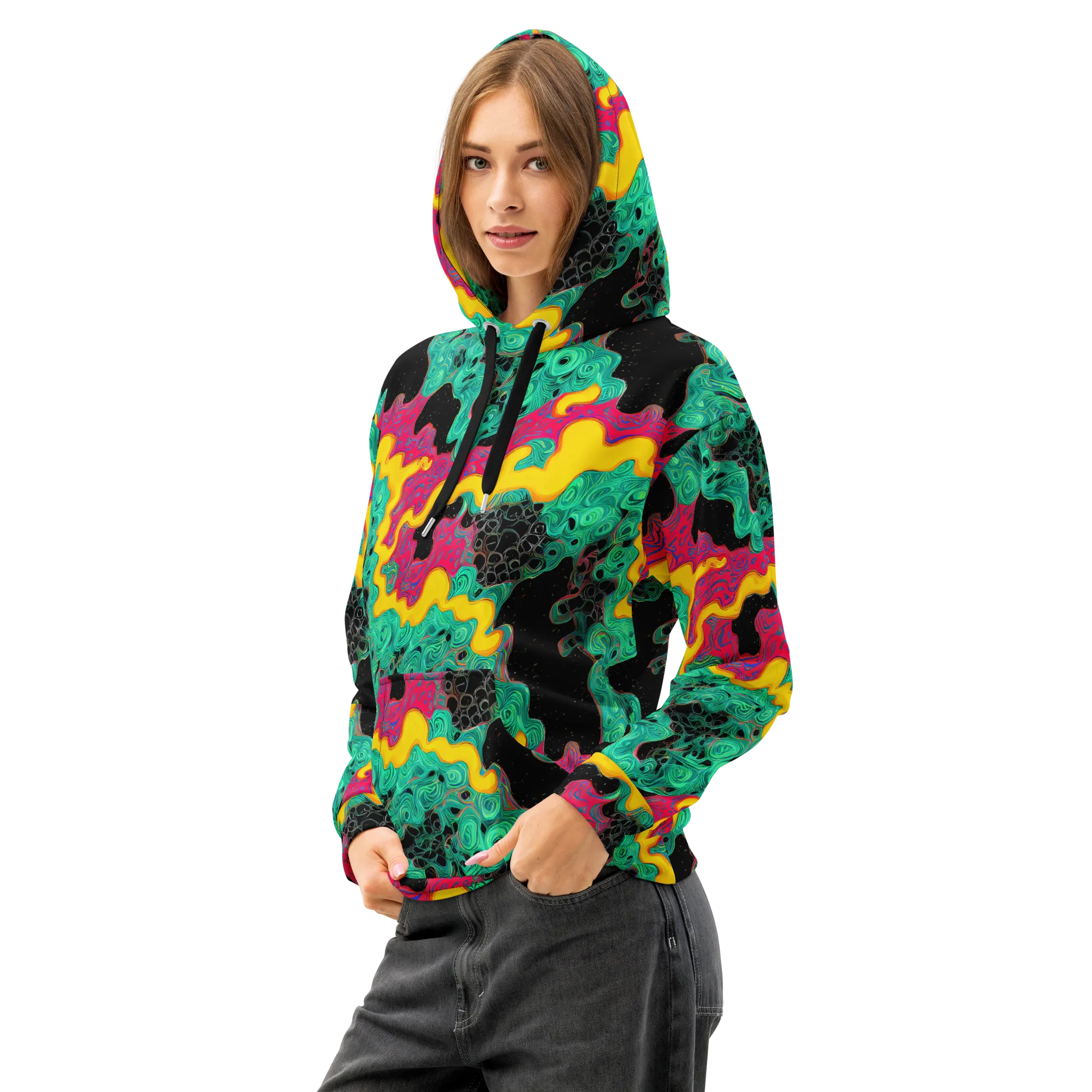 Electric Malachite on Cotton Hoodie — Left Front