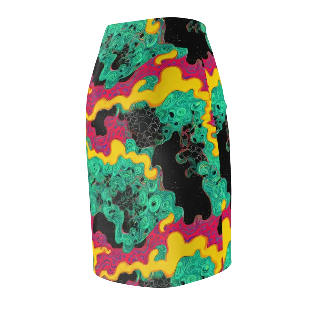 Electric Malachite on Pencil Skirt — Back Side