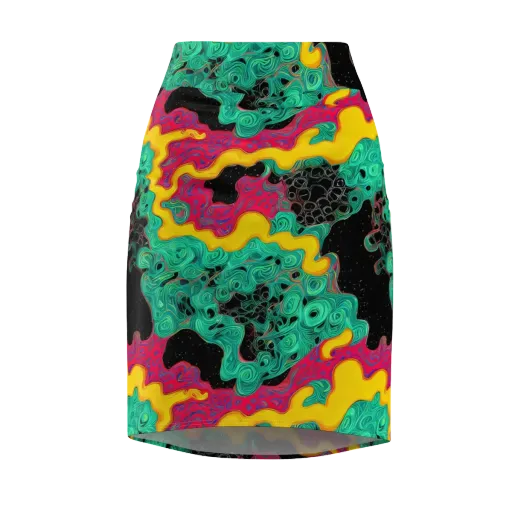 Electric Malachite on a Pencil Skirt