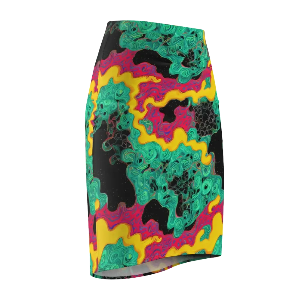 Electric Malachite on Pencil Skirt — Front Side