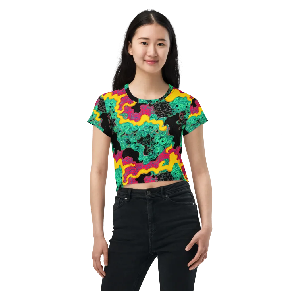 Electric Malachite on Crop Tee — Front