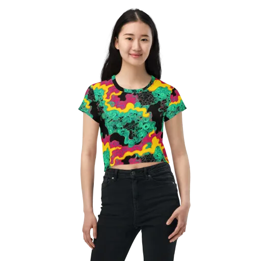 Electric Malachite on a Crop Tee