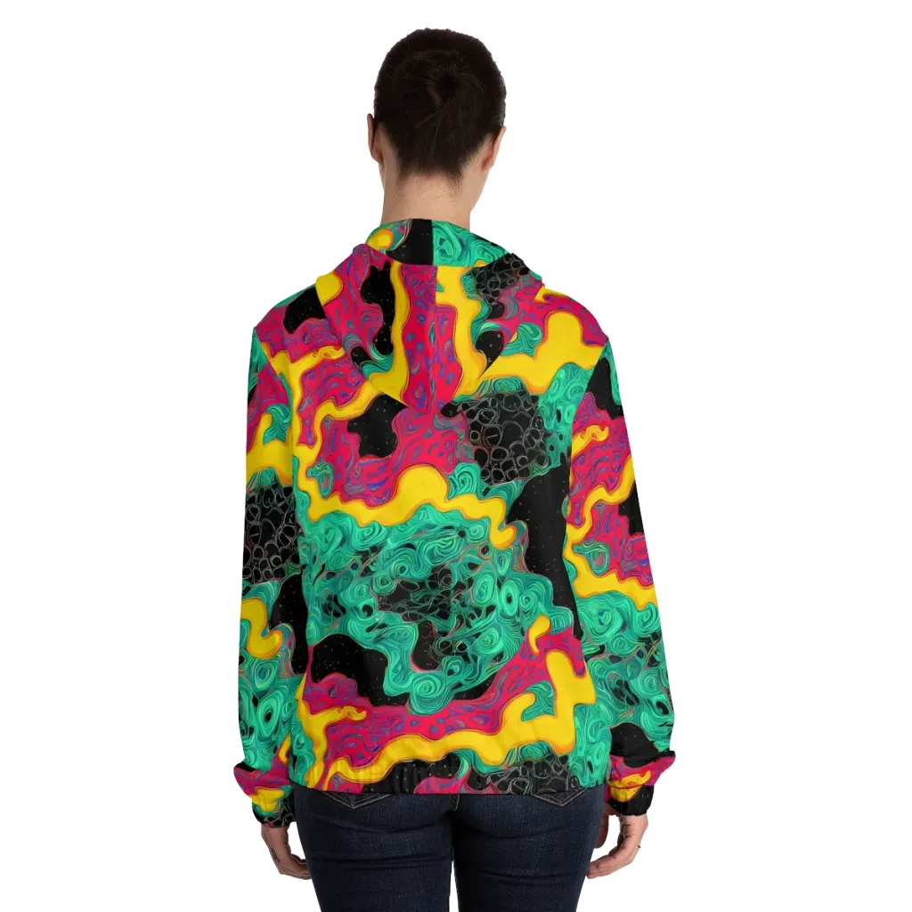 Electric Malachite on Women's Full-Zip Hoodie — Back On Person