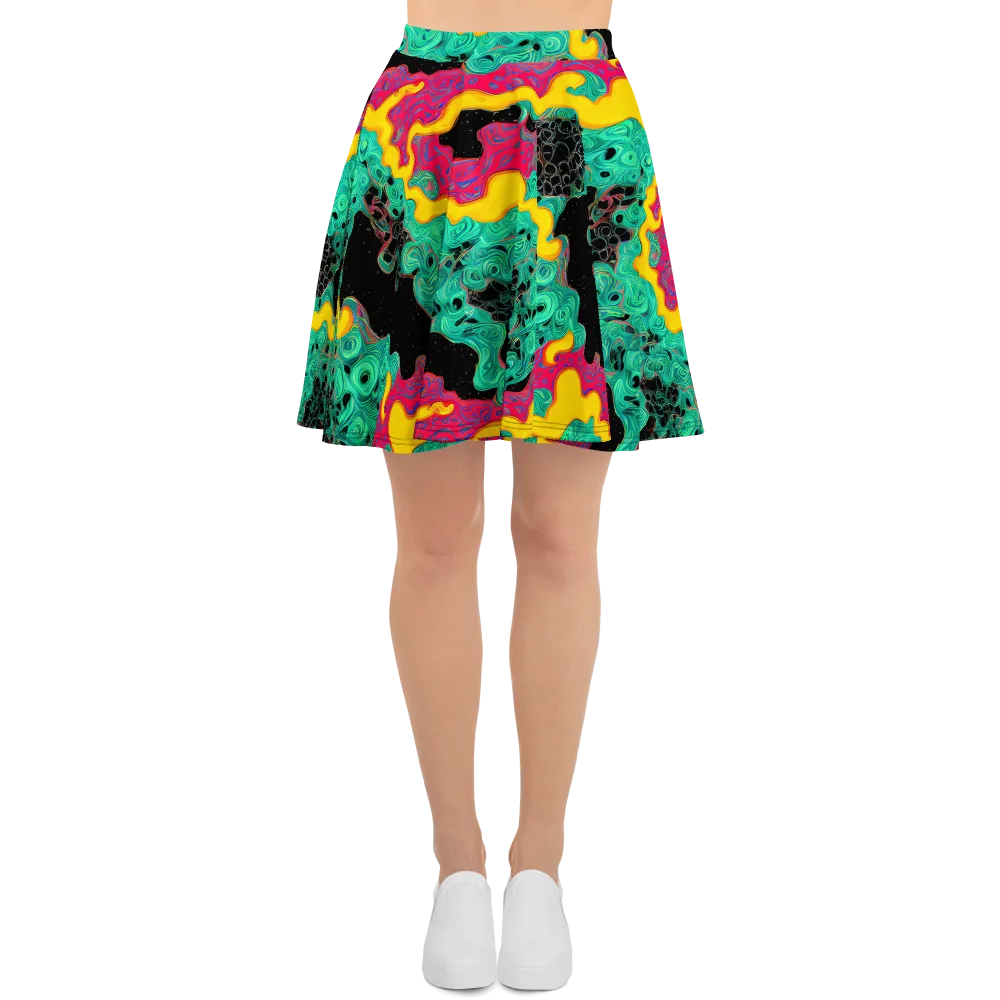 Electric Malachite on Skater Skirt — Front