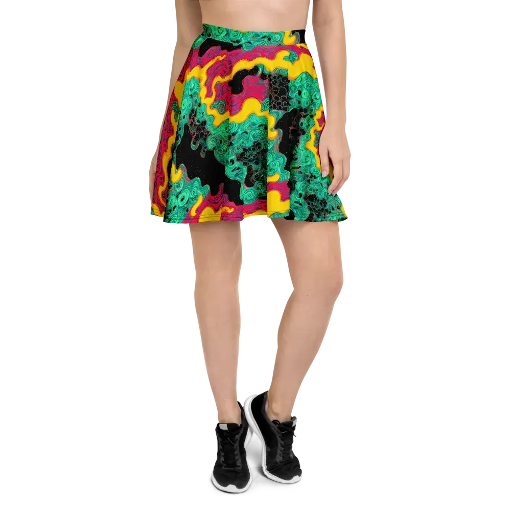 Electric Malachite on Skater Skirt — Front