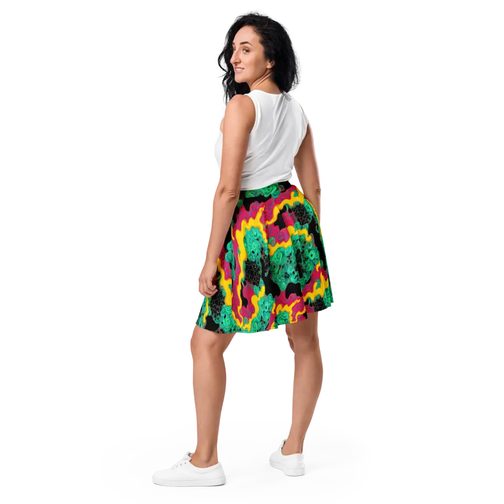 Electric Malachite on Skater Skirt — Back