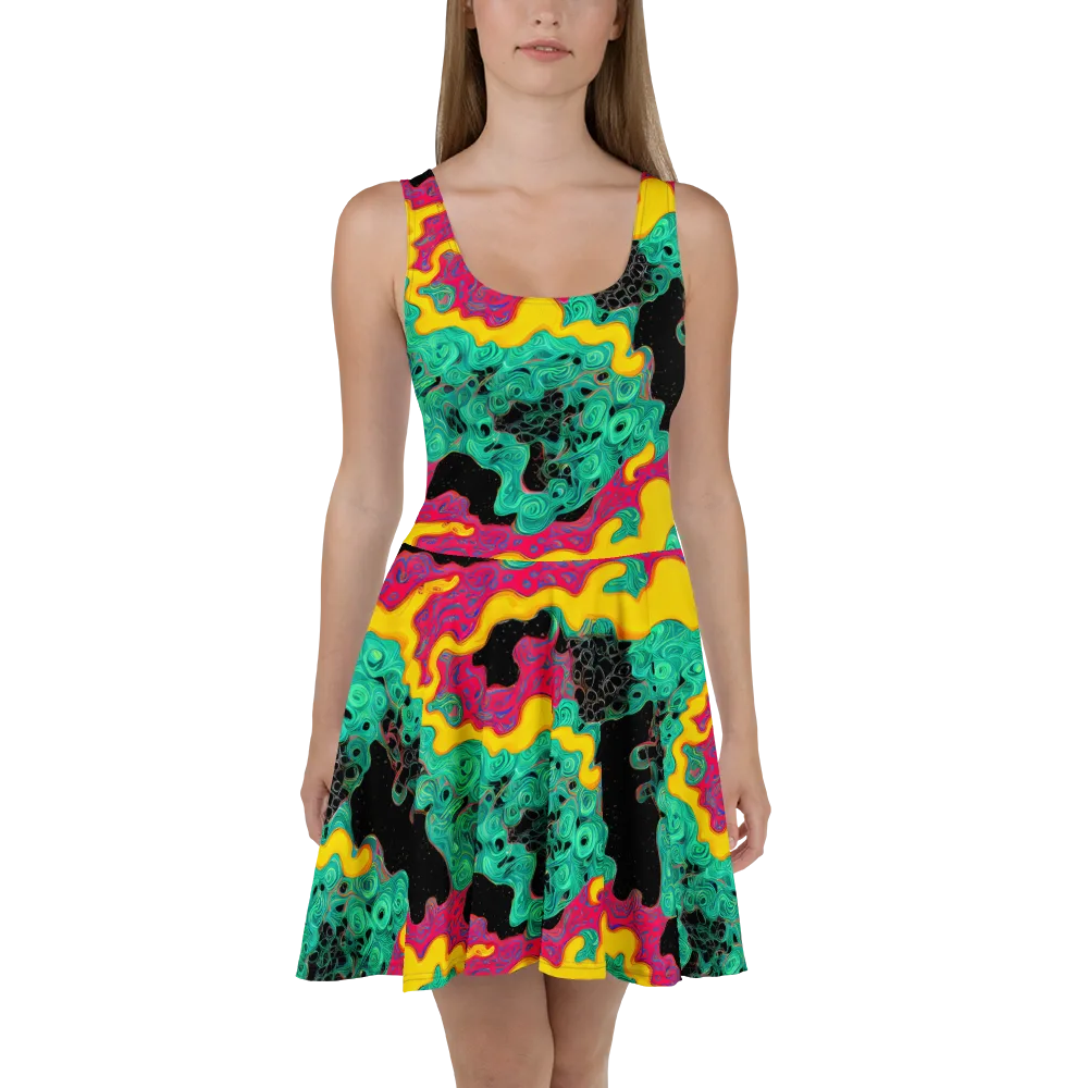 Electric Malachite on Skater Dress — Front