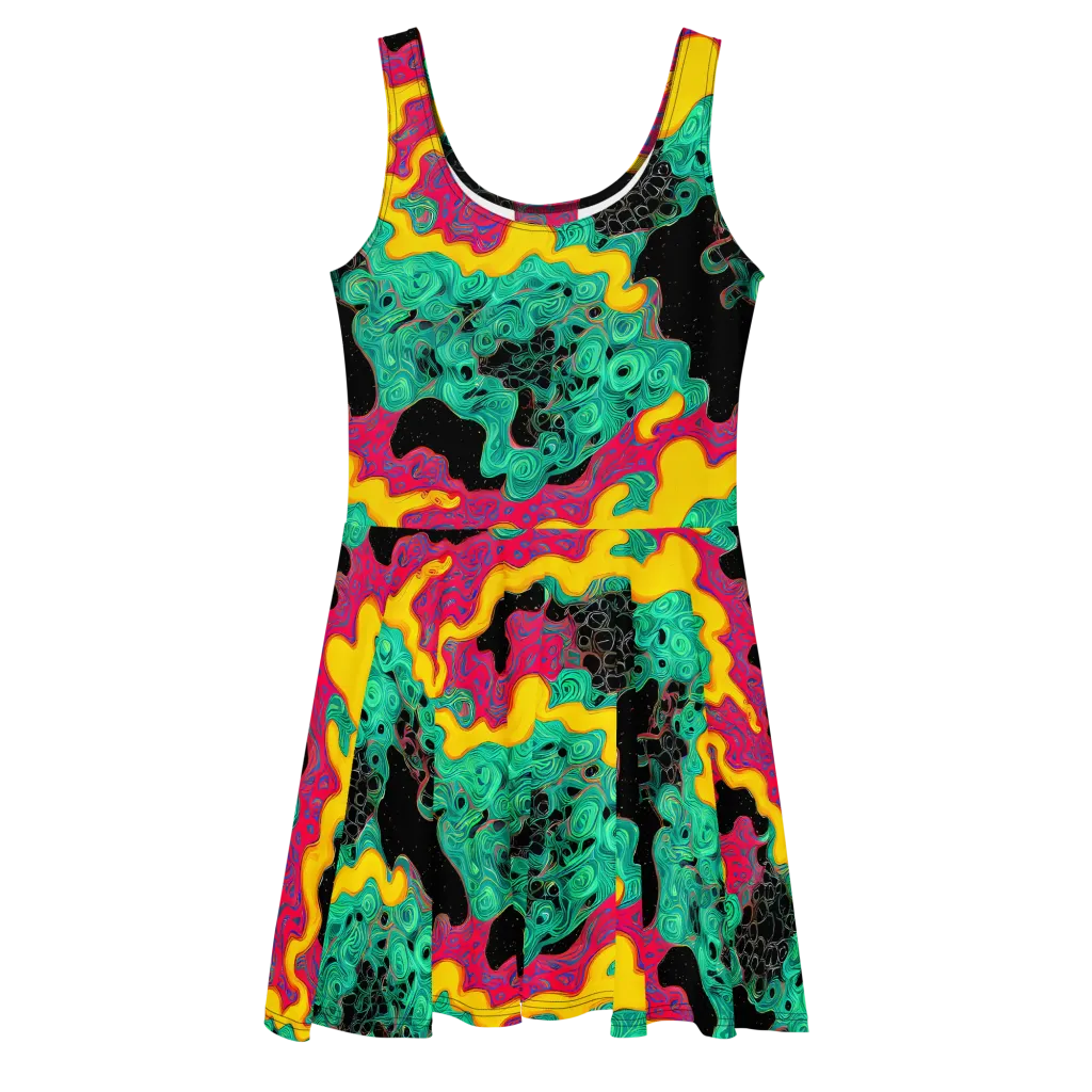 Electric Malachite on Skater Dress — Front