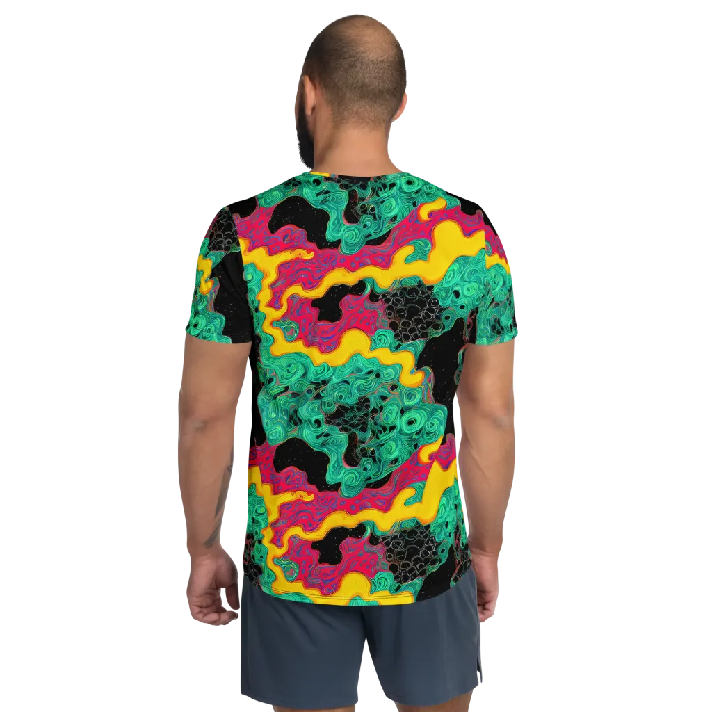 Electric Malachite on Men's Athletic T-Shirt — Back