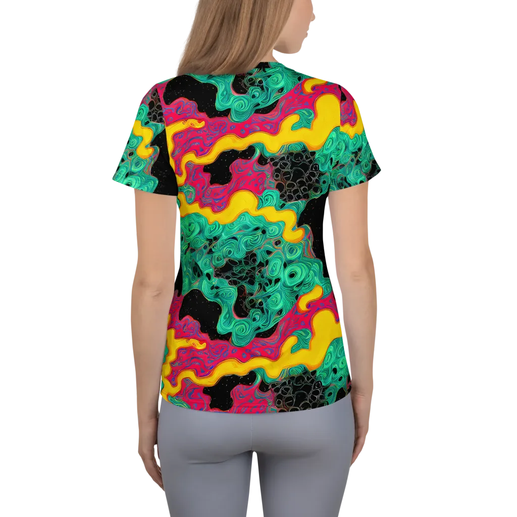 Electric Malachite on Women's Athletic T-Shirt — Back