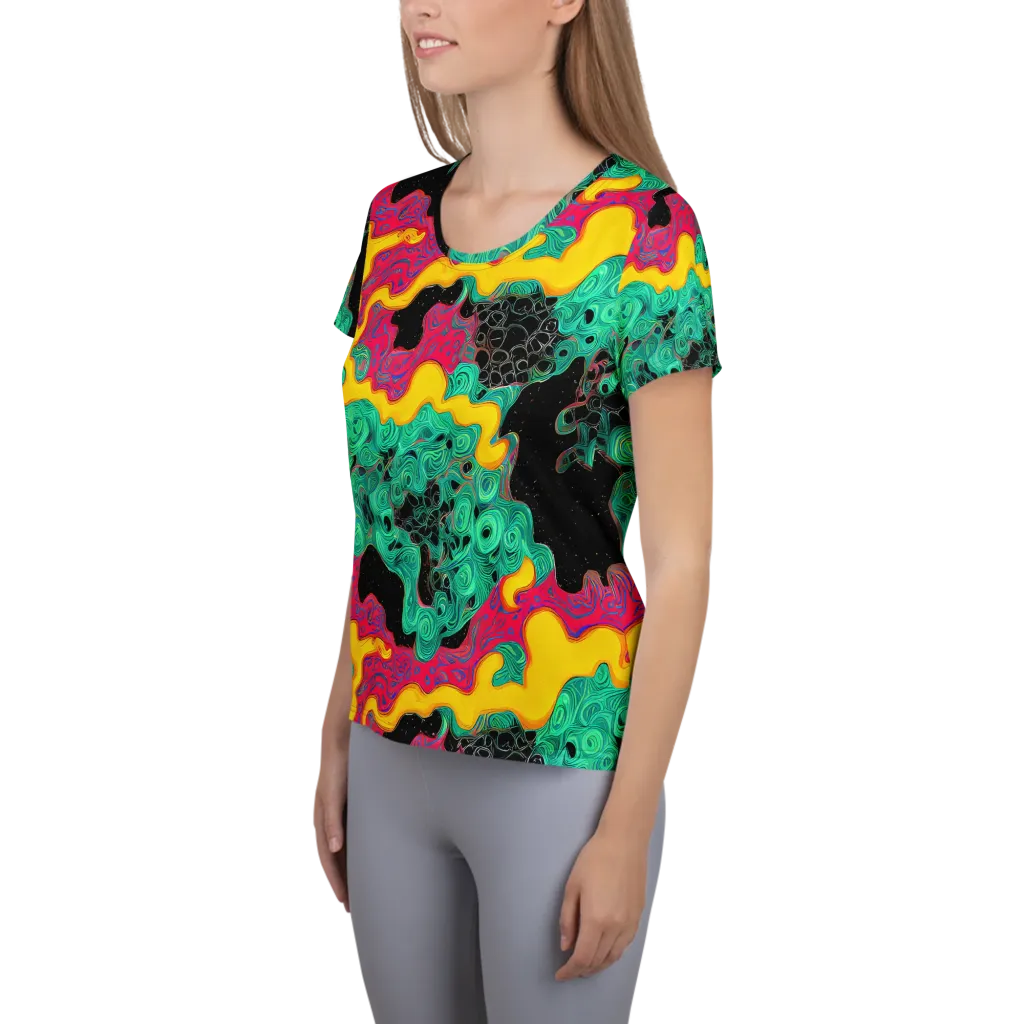 Electric Malachite on Women's Athletic T-Shirt — Left