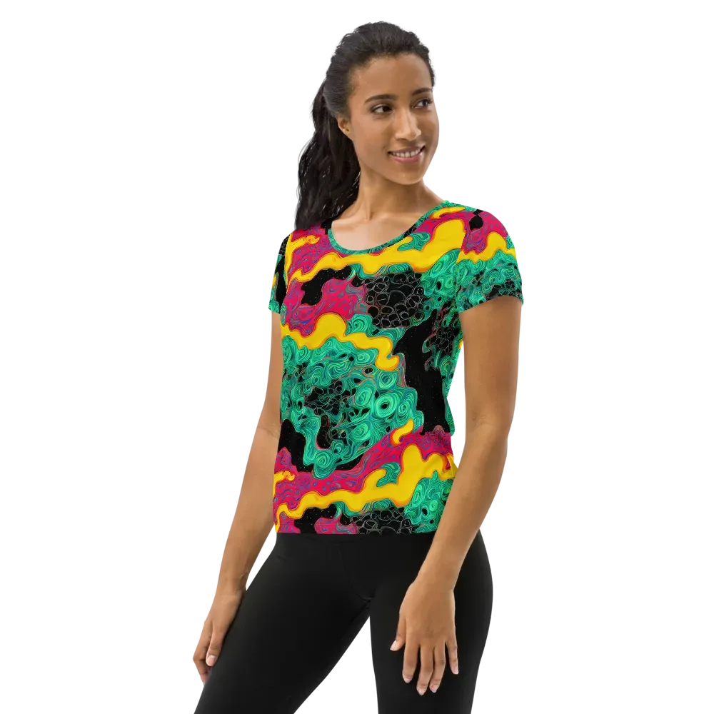 Electric Malachite on Women's Athletic T-Shirt — Left
