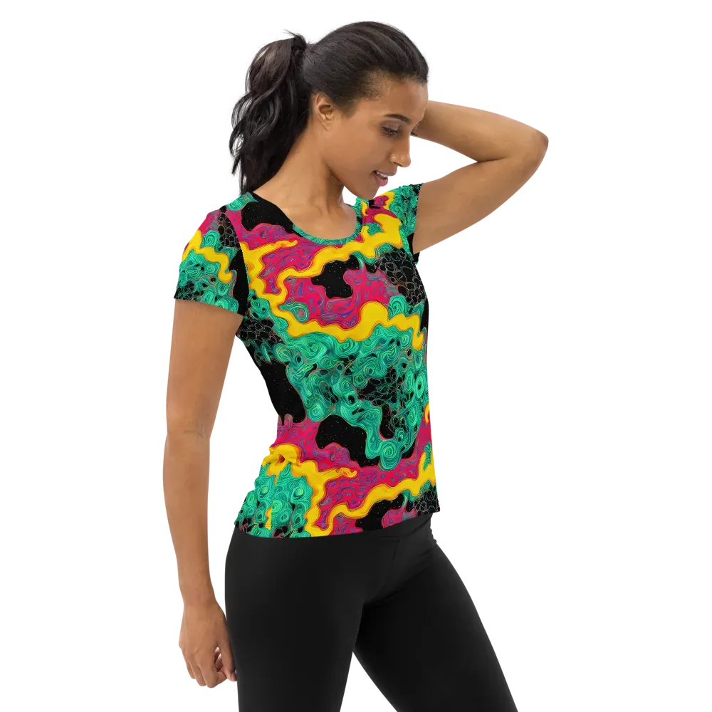 Electric Malachite on Women's Athletic T-Shirt — Right