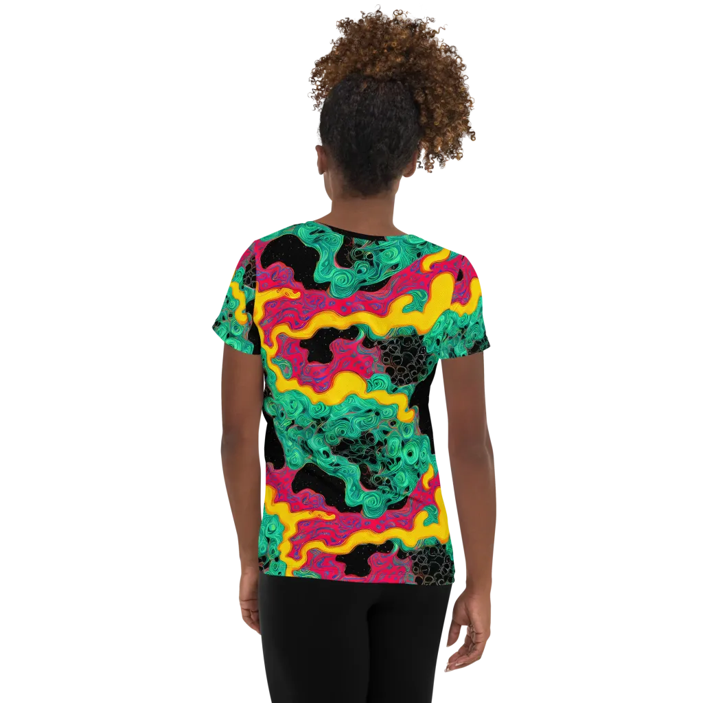 Electric Malachite on Women's Athletic T-Shirt — Back