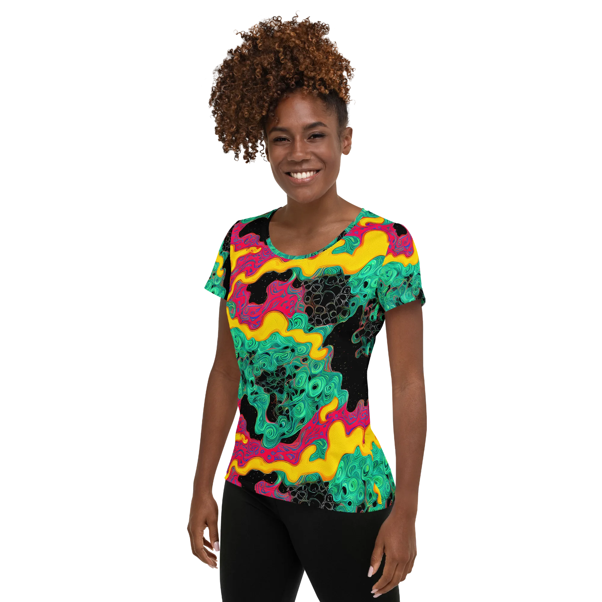 Electric Malachite on Women's Athletic T-Shirt — Left