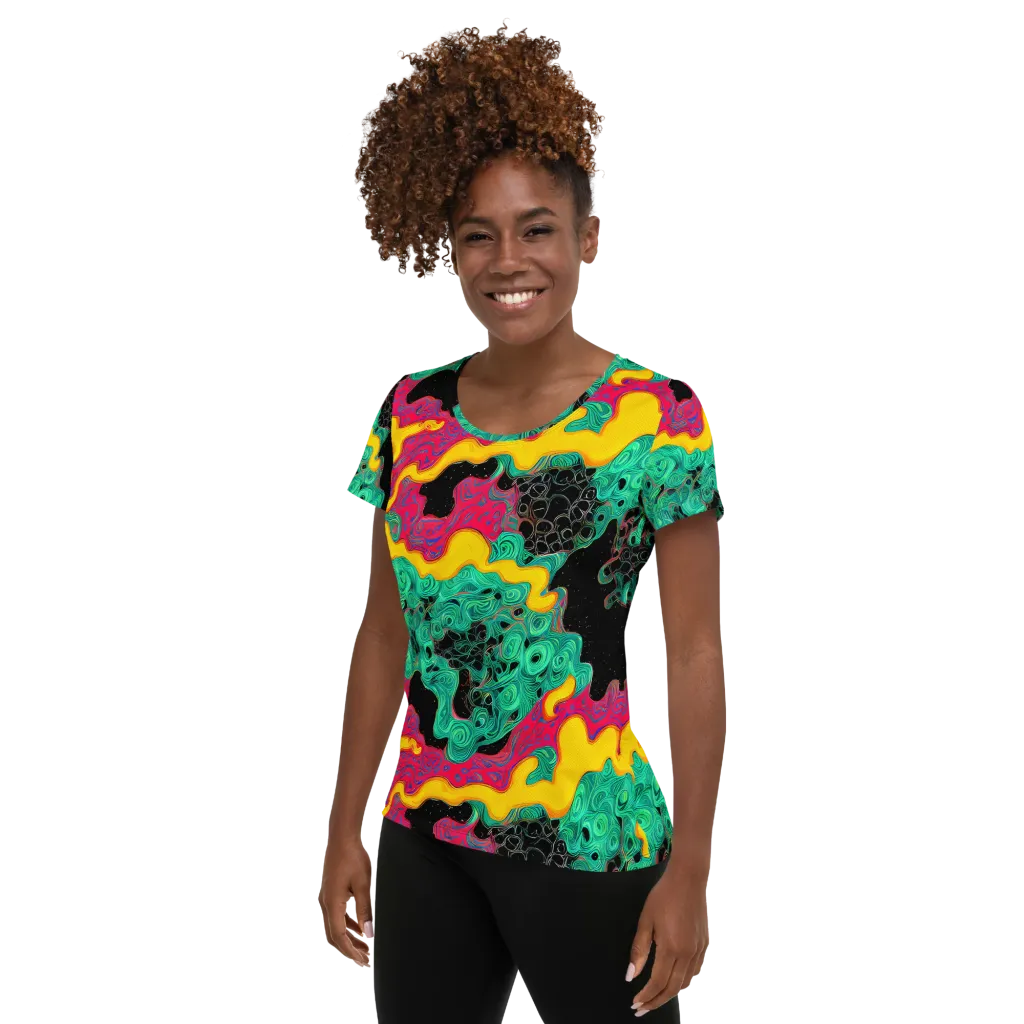 Electric Malachite on Women's Athletic T-Shirt — Left
