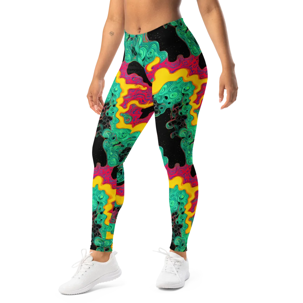 Electric Malachite on Leggings — Left Front