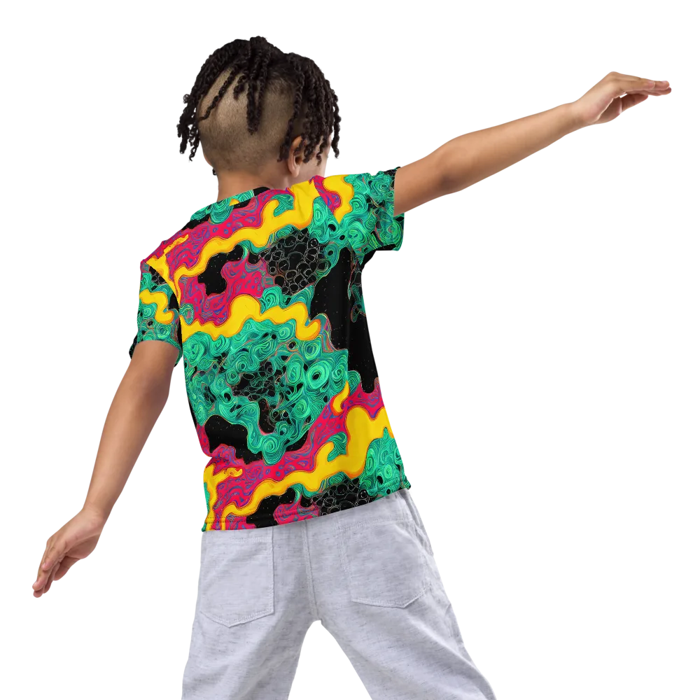 Electric Malachite on Kids Crew Neck T-Shirt — Back